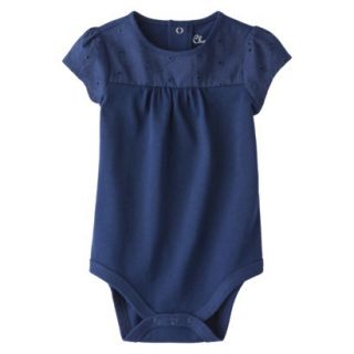 Cherokee Newborn Infant Girls Cap Sleeve Bodysuit   Navy 3 6 M