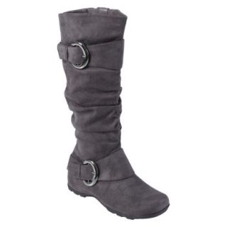 Womens Bamboo By Journee Slouchy Buckle Boots   Grey 8.5W