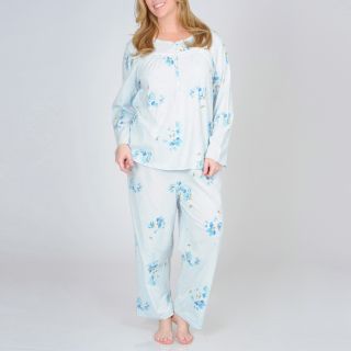 La Cera Womens Plus Size Blue Floral Knit Pajama Set (BlueFloral printSet includes sleep top with drawstring waist pantsFour (4) button top closureLong sleevesPull on pantsMeasurement Guide Click here to view our La Cera Sizing GuideMaterials 100 percent