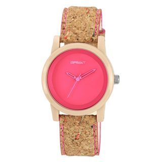 Sprout Womens Pink Dial Cork Strap Watch, Pink