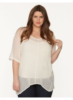 Lane Bryant Plus Size Layered tunic tee by DKNY JEANS     Womens Size 3X, Pale