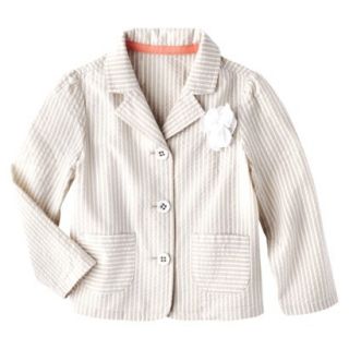 Genuine Kids from OshKosh Infant Toddler Girls Striped Blazer   Khaki/White 5T