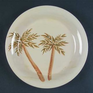 Gibson Designs Mojave Palm Dinner Plate, Fine China Dinnerware   Tan Body,Palm T
