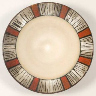 Pfaltzgraff Payson Salad Plate, Fine China Dinnerware   Black & Red Stripe Rim,S