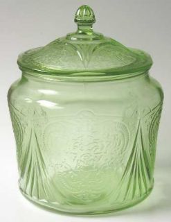 Hazel Atlas Royal Lace Green  Cookie Jar with Lid   Green, Depression Glass