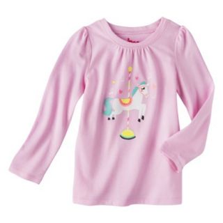 Circo Infant Toddler Girls Long sleeve Carosel Horse Tee   Pink 24 M