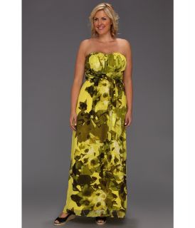 Jessica Simpson Plus Size Sweetheart Drape Maxi Dress Womens Dress (Yellow)