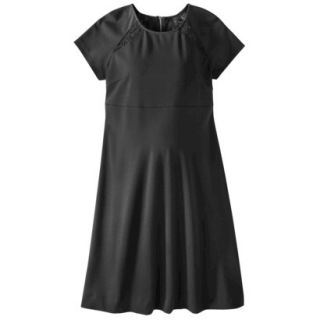 Liz Lange for Target Maternity Short Sleeve Lace Inset Ponte Dress   Black XS