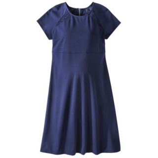 Liz Lange for Target Maternity Short Sleeve Lace Inset Ponte Dress   Blue L