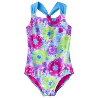 Xhilaration Girls Tie Dye 1 Piece Swimsuit   Multicolor XL