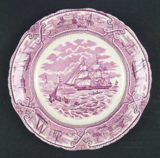 Masons American Marine Pink (Scalloped) Salad Plate, Fine China Dinnerware   Pi