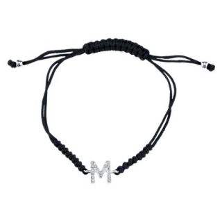 Silver Plated Crystal Wrap Bracelet with Initial M   Black