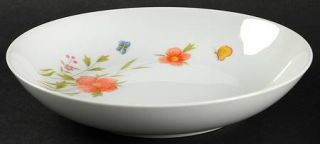 Sadek Country Flowers Coupe Soup Bowl, Fine China Dinnerware   Orange, Blue&Yell