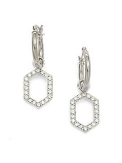 Diamond & 14K White Gold Convertible Hexagon Drop Earrings   White Go