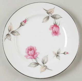 Style House Melody Salad Plate, Fine China Dinnerware   Pink Roses & Buds, Brown