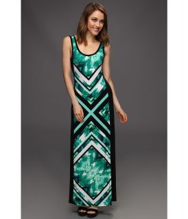 Calvin Klein Block Print Maxi Womens Dress (Green)