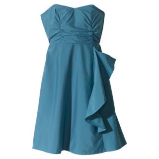TEVOLIO Womens Strapless Taffeta Dress w/Ruffle   Blue Ocean   12