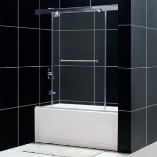Dreamline SHDR1460581001 Frameless Bathtub Shower Door, 5660 x 58 Torero Clear Glass Single Panel Sliding Bathtub Door Chrome