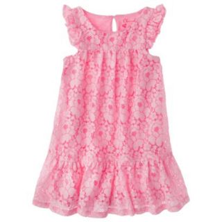 Cherokee Infant Toddler Girls Cap Sleeve Lace Shift Dress   Daring Pink 4T
