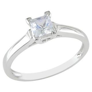 0.59 Carat Created White Sapphire Solitaire Ring 10k White Gold