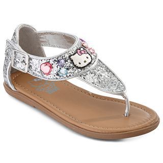 Hello Kitty Sally Toddler Girls Glitter Sandals, Silver, Girls