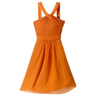 TEVOLIO Womens Plus Size Halter Neck Chiffon Dress   Florida Mango   26W