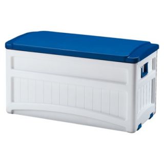 Suncast Deck Box with Wheels White/Blue   73 Gallon