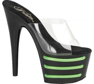 Womens Pleaser Adore 701T   Clear/Black/Lime Green Vinyl Sandals