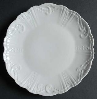 Haviland Cleo Salad Plate, Fine China Dinnerware   Fr, All White, Scalloped
