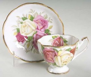 Queen Anne (England) Lady Sylvia Footed Cup & Saucer Set, Fine China Dinnerware