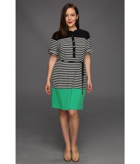 Calvin Klein Plus Size Color Block Shirt Dress Womens Dress (Green)