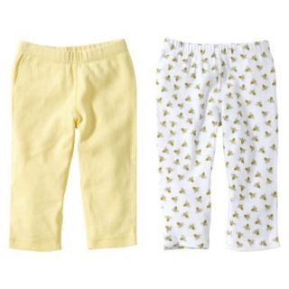 Burts Bees Baby Newborn Girls 2 Pack Solid/Print Pants   Sunshine Preemie