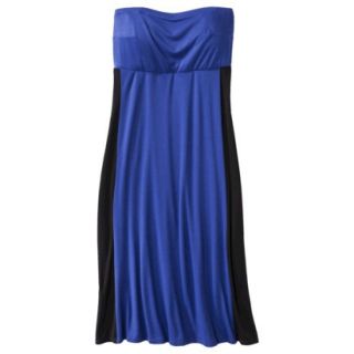 Pure Energy Womens Plus Size Strapless Maxi Dress   Blue/Black 2X