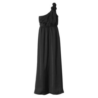 TEVOLIO Womens Plus Size Satin One Shoulder Rosette Maxi Dress   Ebony   16W