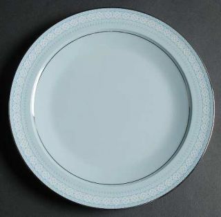 Noritake Wedding Veil Salad Plate, Fine China Dinnerware   Blue & White Geometri