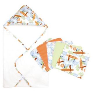 Trend Lab Surfs Up 6pc Hooded Towel Baby Bath Set   Orange