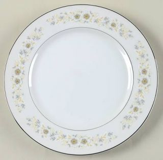 Sango Andover Salad Plate, Fine China Dinnerware   White Flowers, Gray Leaves