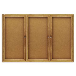 Acco Brands USA LLC Quartet Oak Enclosed Cork Bulletin Board for Indoor Use  