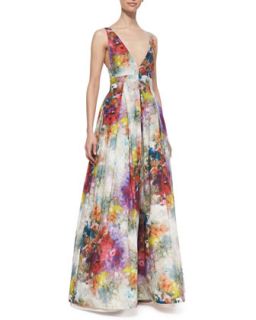 Womens Chantal Floral Print Sleeveless Gown   Alice + Olivia