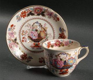 Masons Brocade Flat Cup & Saucer Set, Fine China Dinnerware   Flower Basket Cen