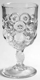 Co Operative Flint Imperial Water Goblet   Pressed Glass, Star & Cross Hatch Des