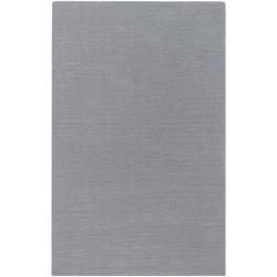Hand crafted Solid Grey/blue Ridges Wool Rug (9 X 13)