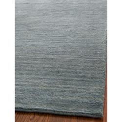 Loomed Knotted Himalayan Solid Blue Wool Rug (5 X 8)