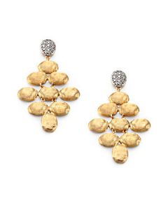Marco Bicego Diamond & 18K Yellow Gold Cluster Drop Earrings   Gold