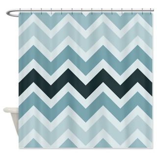 Triple Blue Chevron Shower Curtain  Use code FREECART at Checkout