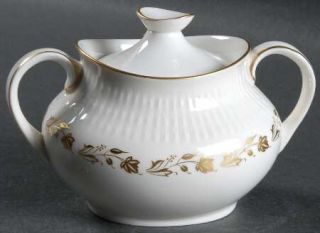 Royal Doulton Fairfax Sugar Bowl & Lid, Fine China Dinnerware   Gold Flowers And
