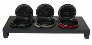 Staub Mini Cocotte Wood Stand, Black (Cocottes sold separately)
