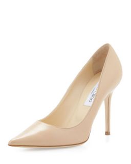 Abel Leather Pointy Toe Pump, Nude   Jimmy Choo