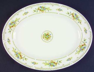 Wedgwood Petersham 15 Oval Serving Platter, Fine China Dinnerware   Blue Dots,