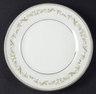 Mikasa Shelley Salad Plate, Fine China Dinnerware   Green & Gray Scrolls, Platin